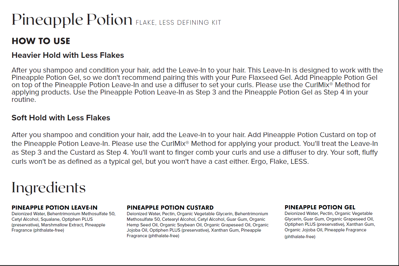 Pineapple Potion Directions - CurlMix Fresh