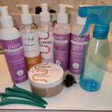 Curly Hair Wash and Go System with Organic Jojoba Oil for Moisturizing Hair with Lavender Fragrance (Step 1 - 4)