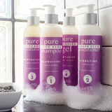 Curly Hair Wash and Go System with Organic Jojoba Oil for Moisturizing Hair with Lavender Fragrance (Step 1 - 4)