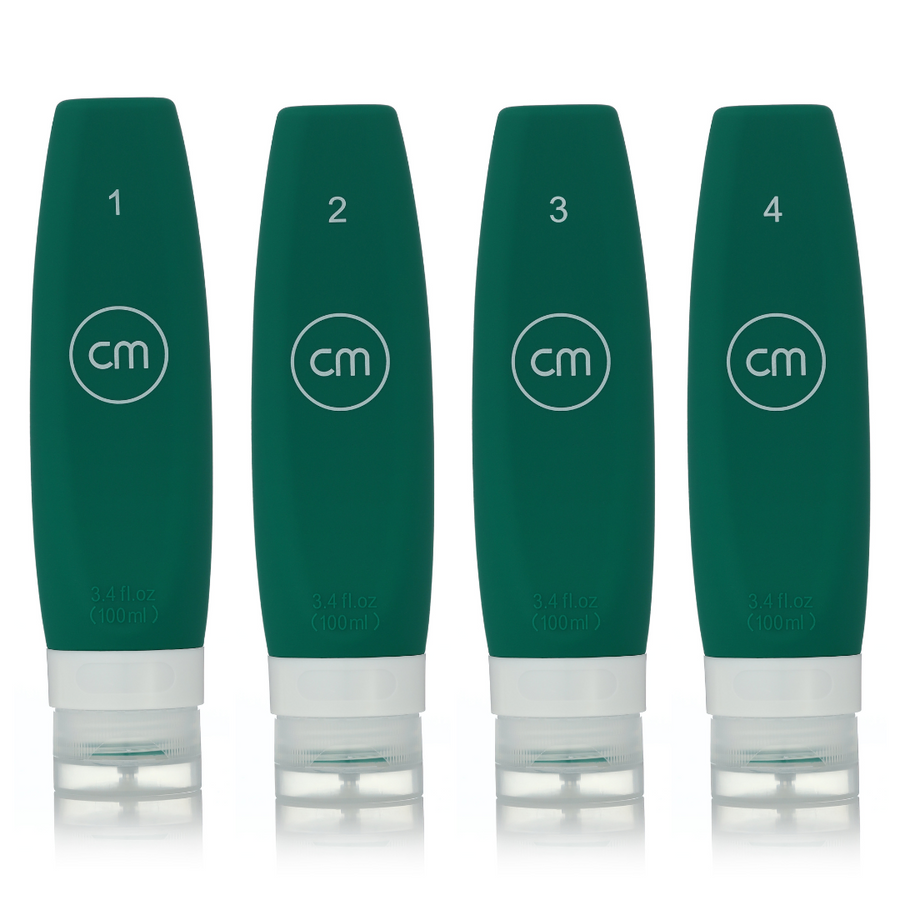 CurlMix Travel Silicone Bottles (4) for Curly Hair