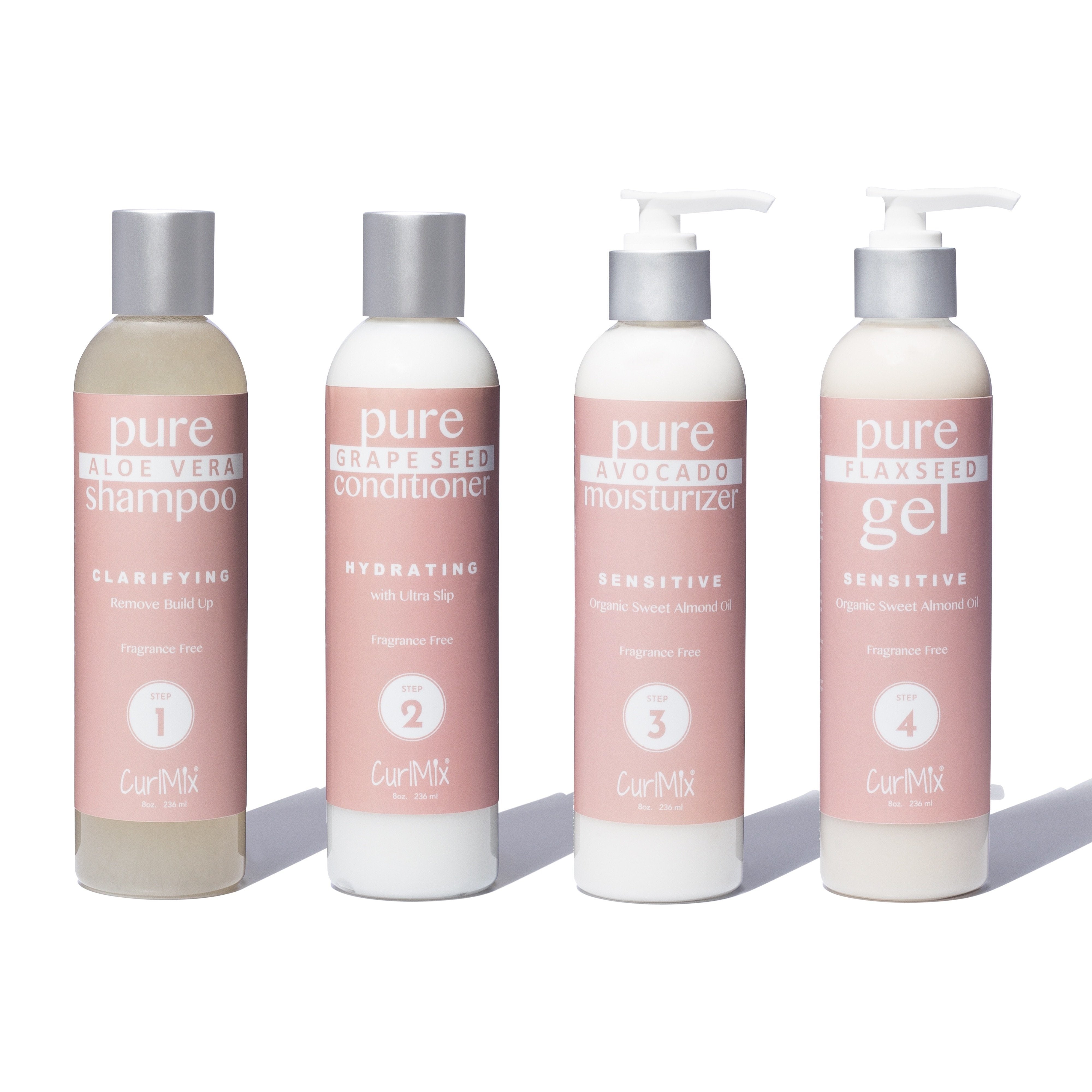 Fragrance Free Wash + Go System with Organic Sweet Almond Oil for Sensitive Skin (Step 1 - 4) - CurlMix