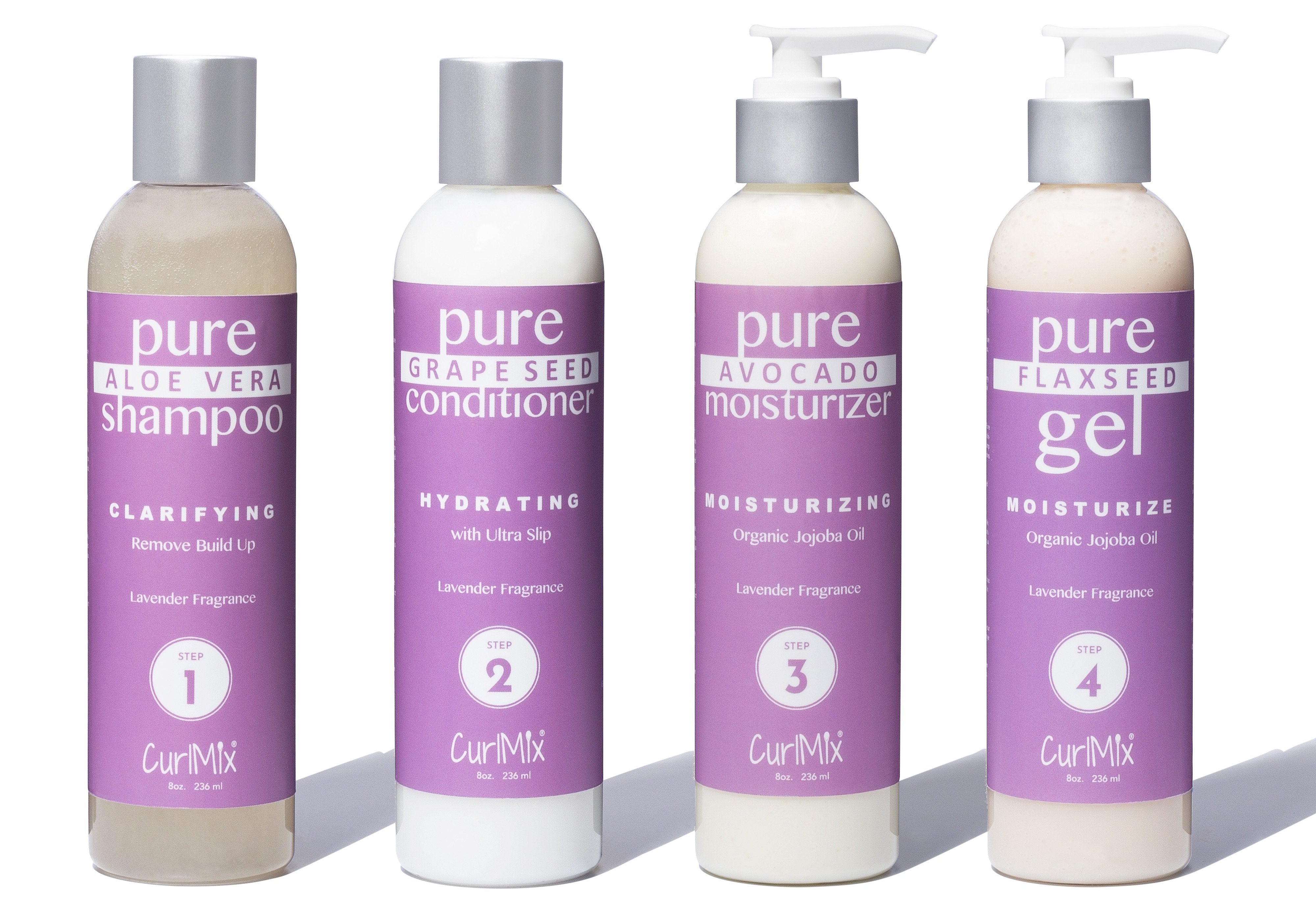 Lavender Wash + Go System with Organic Jojoba Oil for Moisturizing Hair (Step 1 - 4) - CurlMix