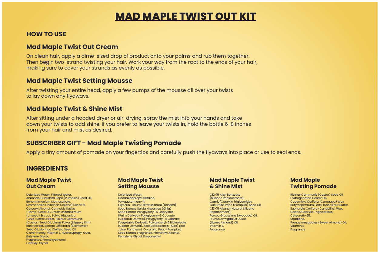 Mad Maple Directions - CurlMix Fresh