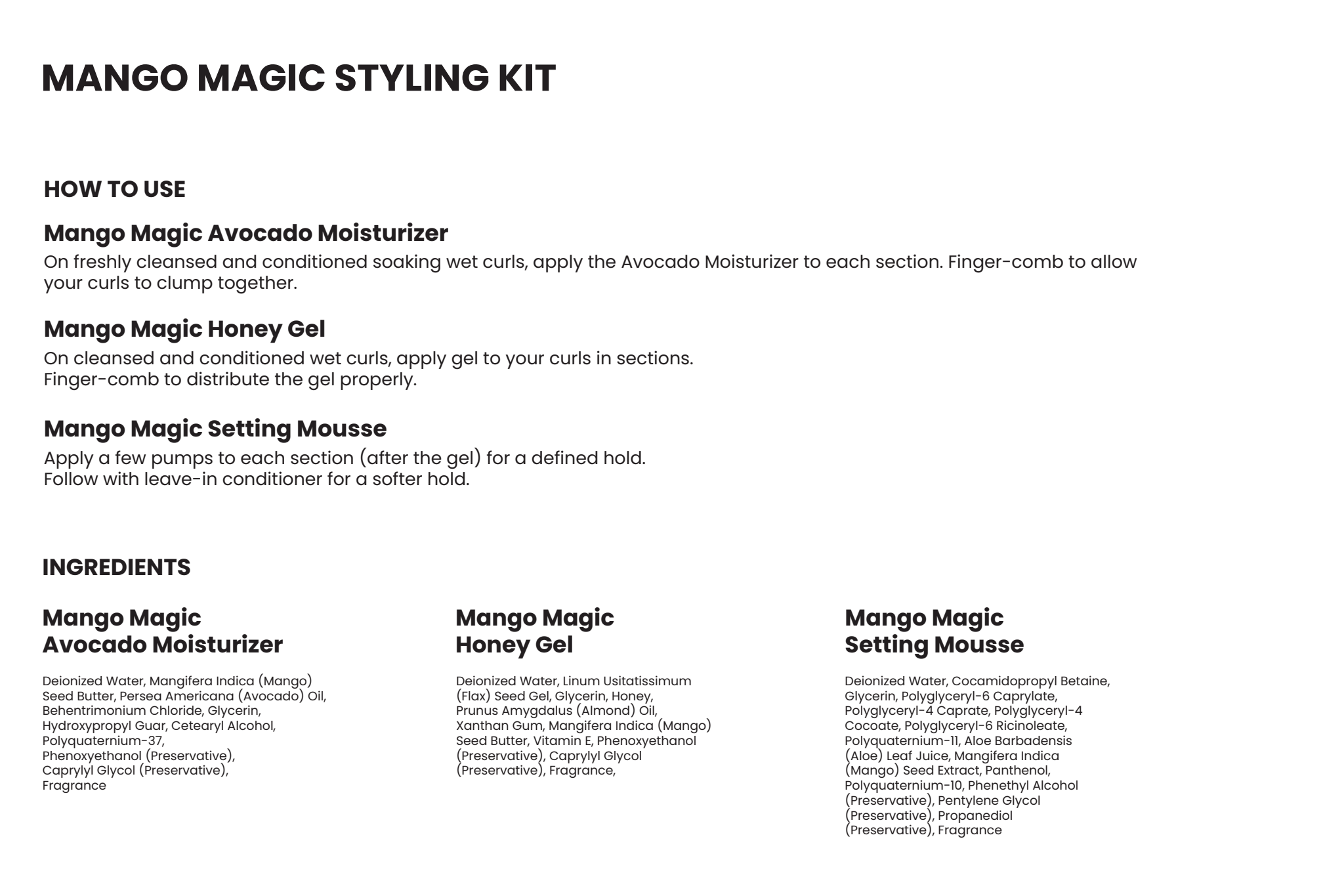 Mango Magic Direction Card - CurlMix Fresh