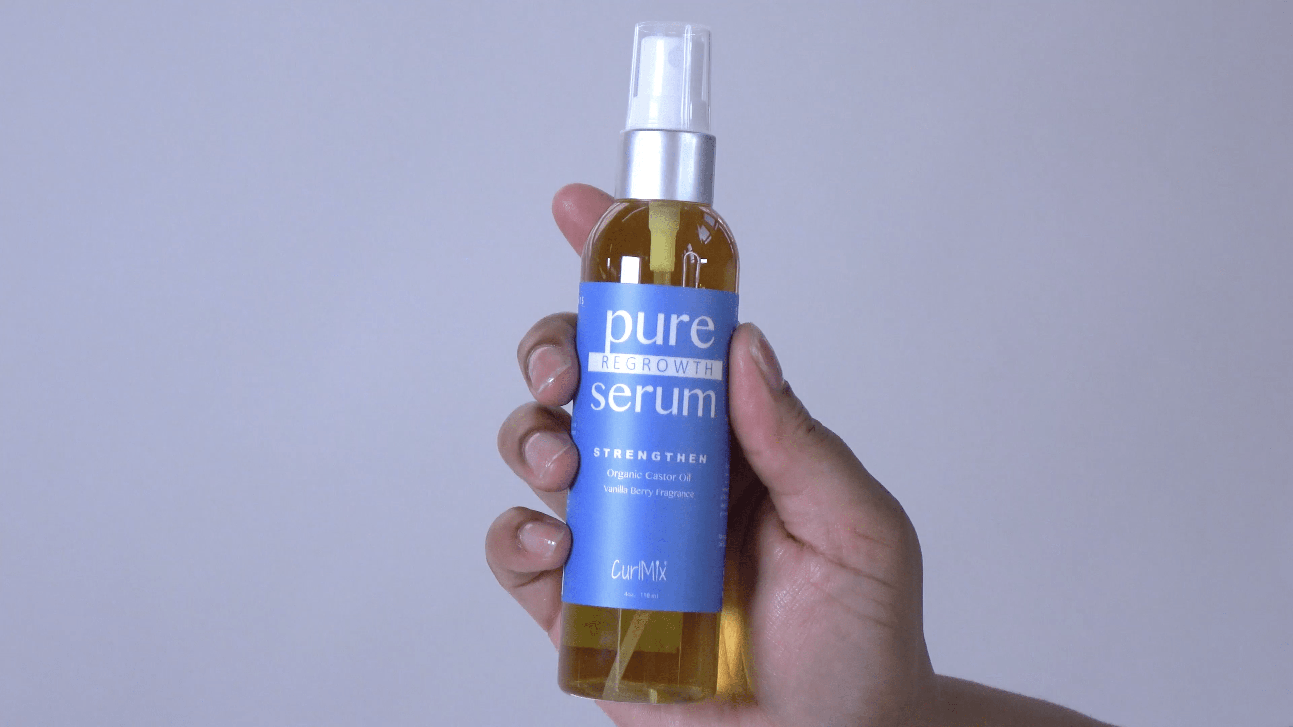Pure Regrowth Serum with Organic Castor Oil for Strengthening & Vanilla Berry Fragrance - CurlMix